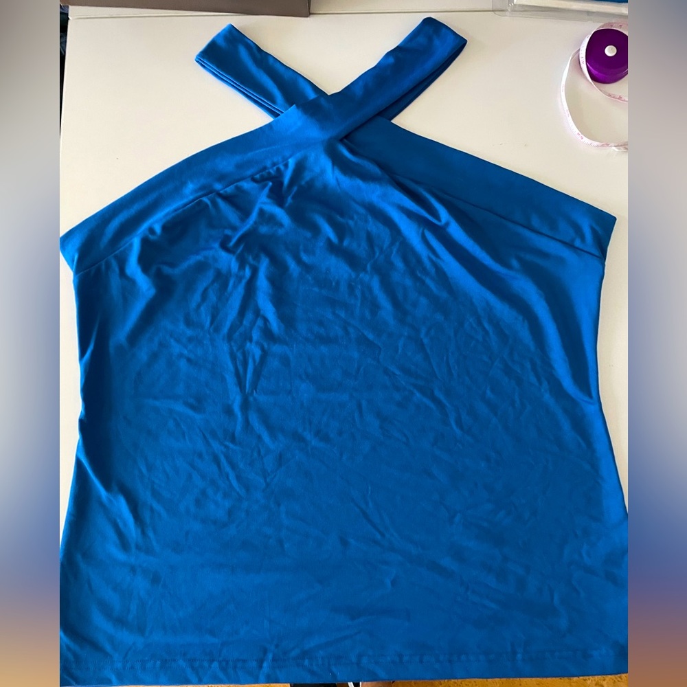 Blue Crossover Halter Top